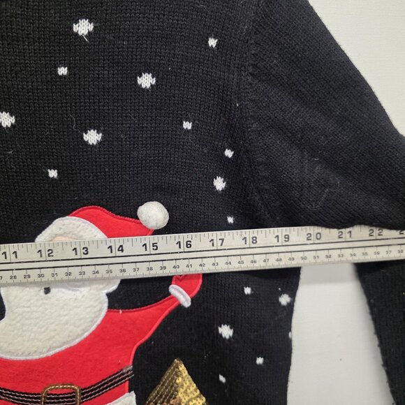 Karen Scott 100% Acrylic Crew Neck Christmas Holiday Sweater, Black Size Large - Picture 4 of 7